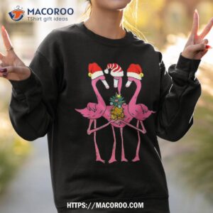 cute tropical flamingos and pineapple christmas in july shirt sweatshirt 2