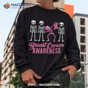 dabbing skeleton breast cancer funny halloween girls shirt spooky bouquet sweatshirt