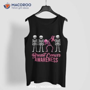 dabbing skeleton breast cancer funny halloween girls shirt spooky bouquet tank top