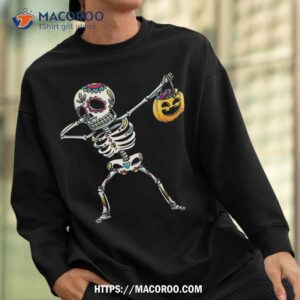 dabbing sugar skull skeleton with pumpkin halloween shirt halloween skull sweatshirt