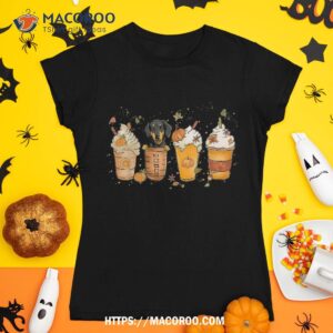 Dachshund Dog Pumpkin Spice Latte Coffee Spooky Halloween Shirt, Scary Skull