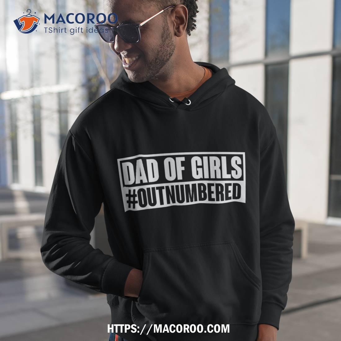 Dad of Girls Outnumbered Funny Girl Dad Baseball Sleeve Shirt
