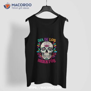 day of the dead dia de los muertos halloween sugar skull shirt skeleton head tank top