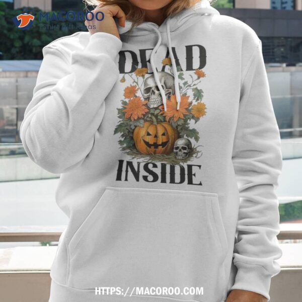 Dead Inside Funny Halloween Skull Pumpkin Shirt, Halloween Costume