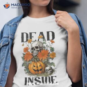 Dead Inside Funny Halloween Skull Pumpkin Shirt, Halloween Costume