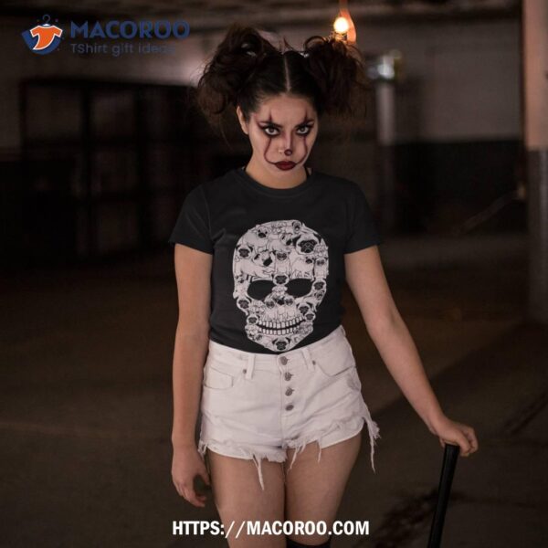Design Scary Dog Skull Pug Halloween Skeleton Kids Shirt, Spooky Scary Skeletons