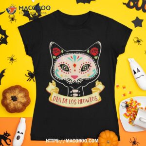 Dia De Los Muertos Cat Sugar Skull Halloween Costume Shirt, Spooky Scary Skeletons