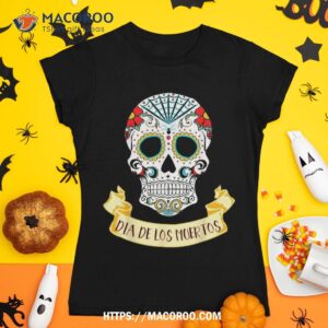 Dia De Los Muertos Sugar Skull Halloween Costume Shirt, Skeleton Masks