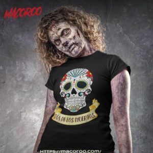 Dia De Los Muertos Sugar Skull Halloween Costume Shirt, Skeleton Masks