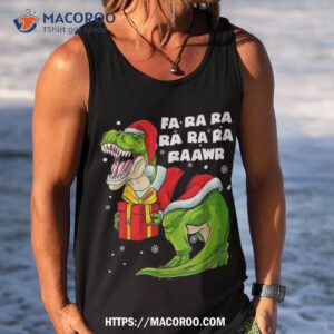 dinosaur christmas t rex santa claus cute xmas boys kids shirt disney santa clause tank top