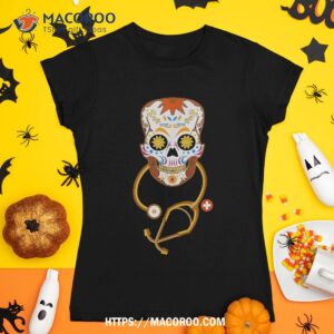 doctor nurse costume sugar skull dia de muertos halloween shirt halloween skull tshirt 1