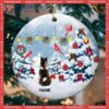 Dog Memorial Ornament 2022,red Cardinal With Snow Pine Tree Circle Ceramic Ornament, Personalized Lovers Christmas Decorative