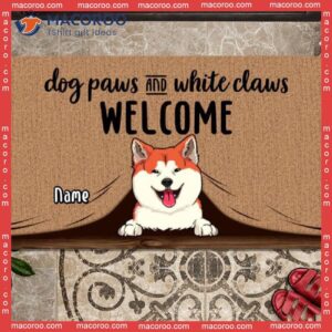 Dog Paws And White Claws Welcome Outdoor Door Mat, Custom Doormat, Gifts For Pet Lovers