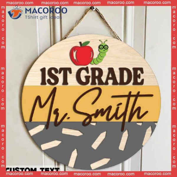 Door Sign Hanger, Rainbow Wall Hanging,personalized Teacher Name Sign, Classroom Last Welcome