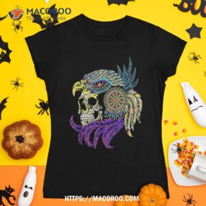 Eagle Huichol Mexican Skull Sugar Calavera Halloween Shirt, Skull Pumpkin