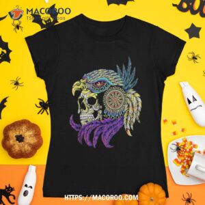 eagle huichol mexican skull sugar calavera halloween shirt skull pumpkin tshirt 1