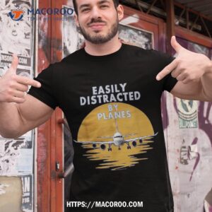 Easily Distracted By Airplanes Retro Airplane Funny Pilot Shirt, Gifts For Dad Amazon