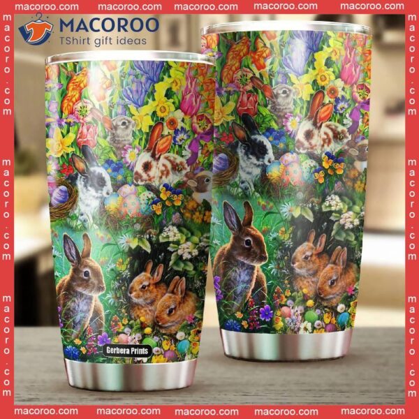 Easter Day Rabbit Flowers Garden Stainless Steel Tumbler