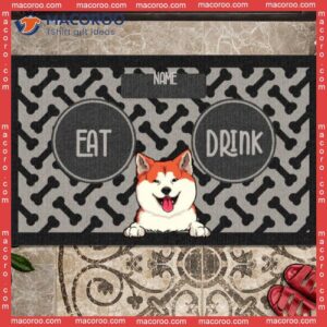 Eat Or Drink Dark Front Door Mat, Gifts For Dog Lovers, Personalized Doormat