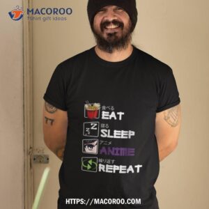 eat sleep anime repeat kawaii otaku manga japan shirt tshirt 2