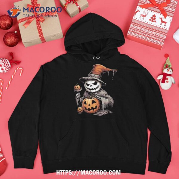 Eerie Chilling Snowman Embracing Halloween Pumpkins Spooky Shirt, Snowman Christmas Gifts