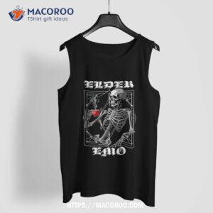 elder emo shirt skeleton drink coffee skull halloween shirt halloween skull tank top