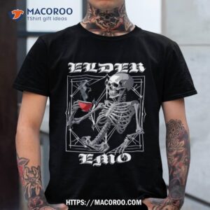 Elder Emo Shirt, Skeleton Drink Coffee Skull Halloween Shirt, Halloween Skull