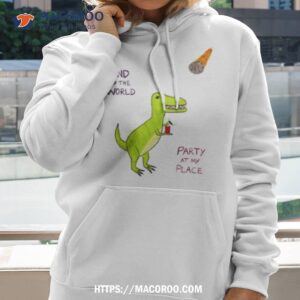 end of the world dino men s shirt hoodie