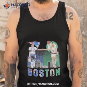 england patriots brady and boston celtics bird boston signatures shirt tank top