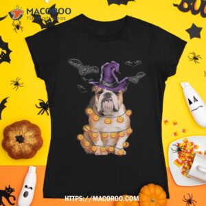 English Bulldog Light Pumpkin Funny Halloween Tee Shirt