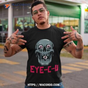 eye c u evil skull funny halloween skeleton shirt spooky scary skeletons tshirt