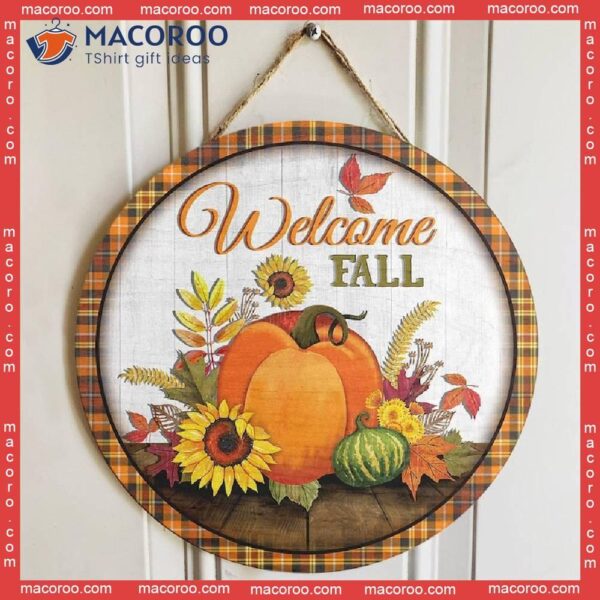 Fall Door Decor, Welcome Sign, Front Floral Pumpkin Hanger,welcome Hanger, Autumn Sign