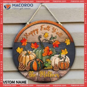 Fall Door Hanger, Custom Wood Sign, Family Name Decor, Autumn Front Thanksgiving Happy Y’all Sign