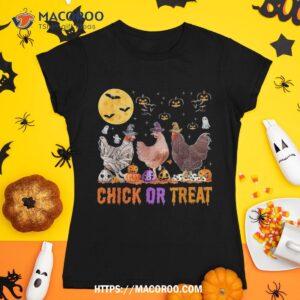 fall halloween chicken pumpkin chick or treat spooky shirt tshirt 1