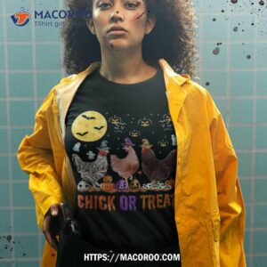 fall halloween chicken pumpkin chick or treat spooky shirt tshirt 2