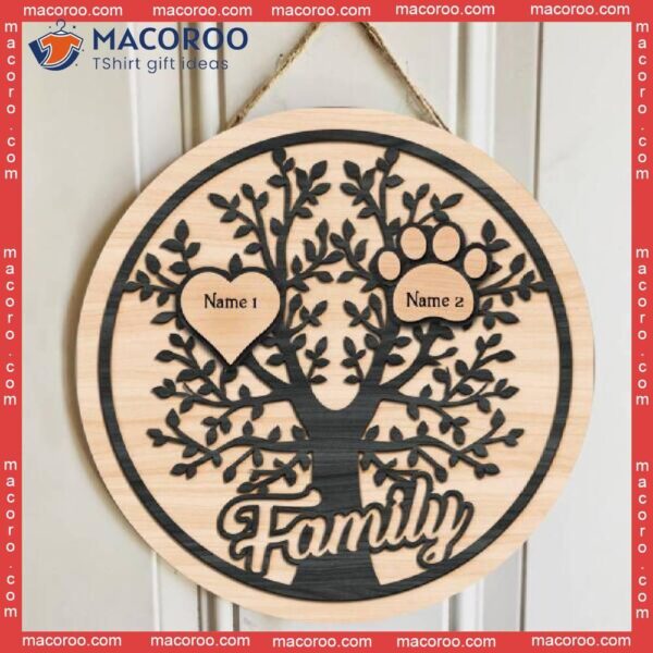 Family Tree, Hearts And Paws, Personalized Wooden Signs