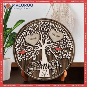 Family Tree Sign, Gift For Dog Lovers, Home Decoration, Personalized Round Wooden Sign