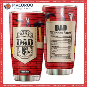 Father’s Day Best Brickmason Dad Ever Nutrition Facts Red Stainless Steel Tumbler