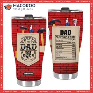 Father’s Day Best Brickmason Dad Ever Nutrition Facts Red Stainless Steel Tumbler