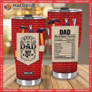 father s day best brickmason dad ever nutrition facts red stainless steel tumbler 2