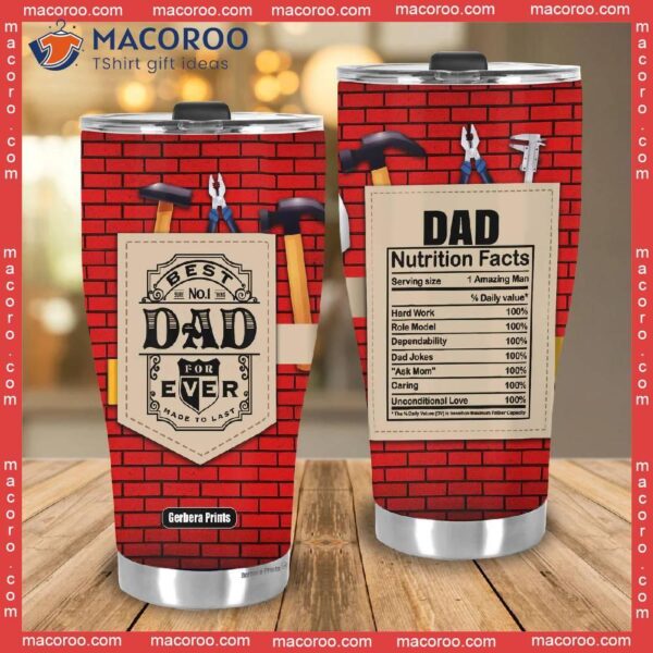 Father’s Day Best Brickmason Dad Ever Nutrition Facts Red Stainless Steel Tumbler