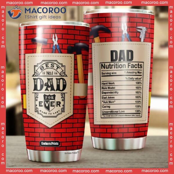 Father’s Day Best Brickmason Dad Ever Nutrition Facts Red Stainless Steel Tumbler