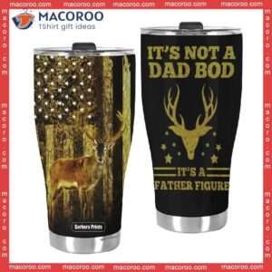 father s day dad bod figure deer american flag stainless steel tumbler 2