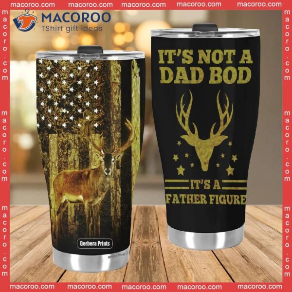 Father’s Day Dad Bod Figure Deer American Flag Stainless Steel Tumbler