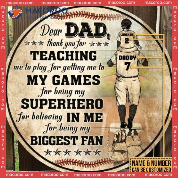 Father’s Day Gift From Son,dear Baseball Dad The Biggest Fan, Custom Wound Wooden Sign, Birthday For