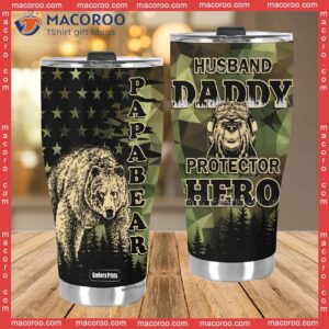 Father’s Day Papa Bear Daddy Husband Protector Hero Stainless Steel Tumbler