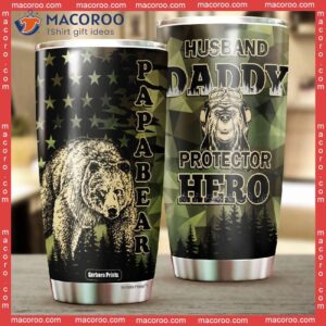 father s day papa bear daddy husband protector hero stainless steel tumbler 2