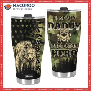 father s day papa bear daddy husband protector hero stainless steel tumbler 3