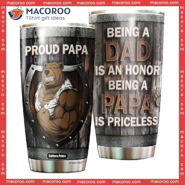 Father’s Day Priceless Papa Bear Dad Stainless Steel Tumbler