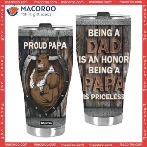 father s day priceless papa bear dad stainless steel tumbler 2